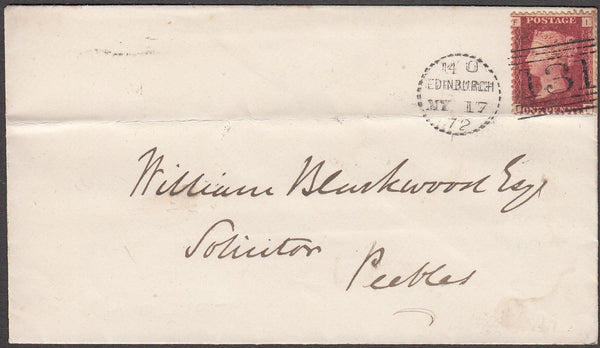 96798 - EDINBURGH DOTTED CIRCLE (RA10). 1872 envelope Edin...
