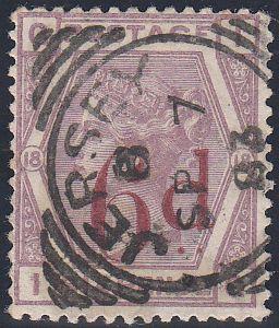 97106 - 1883 6D ON 6D LILAC (SG162) CANCELLED JERSEY SQUAR...