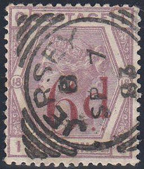 97106 - 1883 6D ON 6D LILAC (SG162) CANCELLED JERSEY SQUAR...