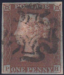 97248 - PL.16 (PH)(SG8a). Fine used 1841 1d pl.16 red-brow...