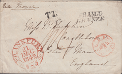 97572 - 1842 INCOMING MAIL ISLE OF MAN FROM FRANKFURT. Fine envelope Frankfurt to Castl...