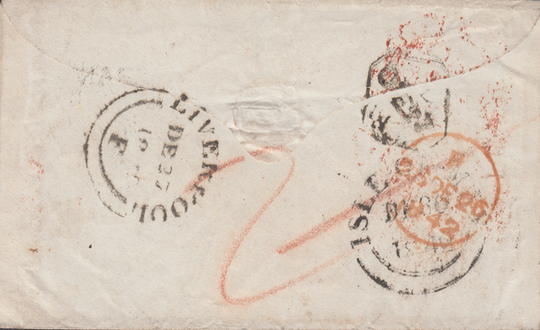 97572 - 1842 INCOMING MAIL ISLE OF MAN FROM FRANKFURT. Fine envelope Frankfurt to Castl...