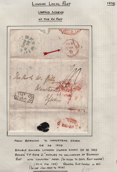128091 COLLECTION OF LONDON 1809-1847 ONE PENNY POST/TWOPENNY POST HAND STAMPS (42 ITEMS).