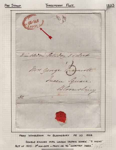 128091 COLLECTION OF LONDON 1809-1847 ONE PENNY POST/TWOPENNY POST HAND STAMPS (42 ITEMS).