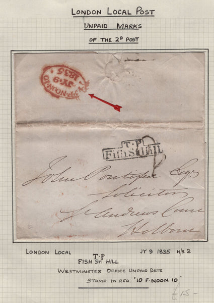 128091 COLLECTION OF LONDON 1809-1847 ONE PENNY POST/TWOPENNY POST HAND STAMPS (42 ITEMS).