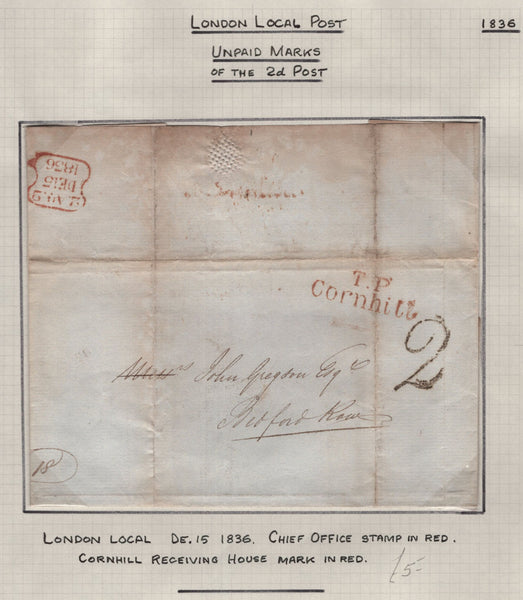 128091 COLLECTION OF LONDON 1809-1847 ONE PENNY POST/TWOPENNY POST HAND STAMPS (42 ITEMS).
