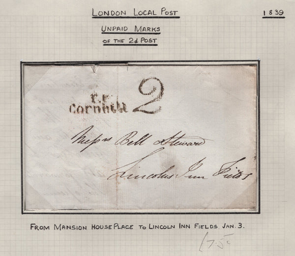 128091 COLLECTION OF LONDON 1809-1847 ONE PENNY POST/TWOPENNY POST HAND STAMPS (42 ITEMS).