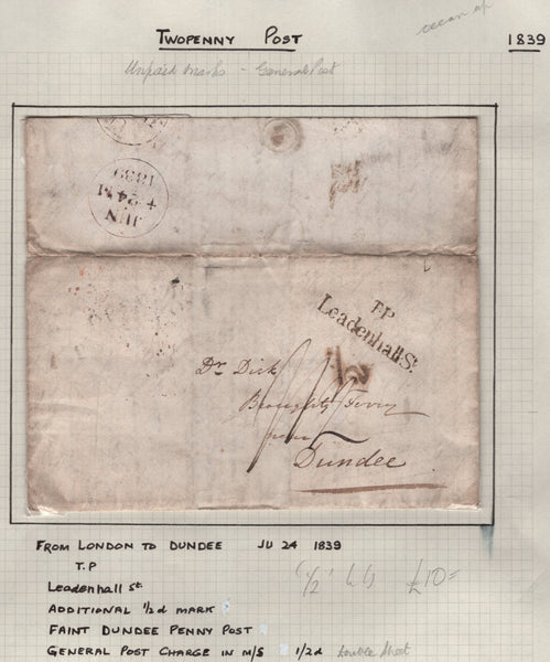 128091 COLLECTION OF LONDON 1809-1847 ONE PENNY POST/TWOPENNY POST HAND STAMPS (42 ITEMS).