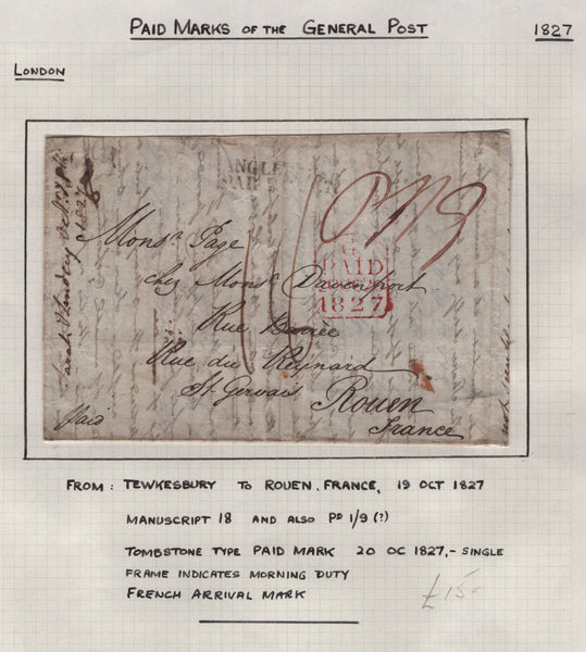 128091 COLLECTION OF LONDON 1809-1847 ONE PENNY POST/TWOPENNY POST HAND STAMPS (42 ITEMS).