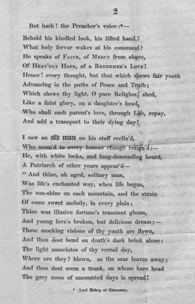 131192 1821 PRINTED VERSE FROM CHIPPENHAM TO BISHOPS CANNINGS, WILTS WITH 'CHIPPENHAM/96' MILEAGE MARK.