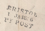 132222 1836 MAIL KEYNSHAM, NEAR BRISTOL TO WESTMINSTER WITH 'NO.10' RECEIVERS HAND STAMP AND CIRCULAR 'PAID/AT/BRISTOL' HAND STAMP IN BLACK (BS162).