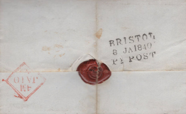 132223 1840 UNIFORM FOURPENNY POST MAIL BRISTOL TO DUBLIN.