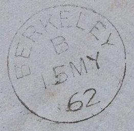 132231 1862 MAIL BRISTOL TO BERKELEY WITH 'NORTH-ST/BRISTOL/134' DUPLEX.