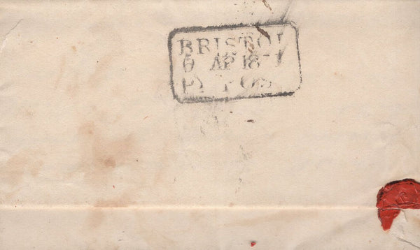 132235 1831 MAIL USED IN BRISTOL WITH 'BRISTOL/6 AP 1831/PY POST' FRAMED HAND STAMP (BS148).