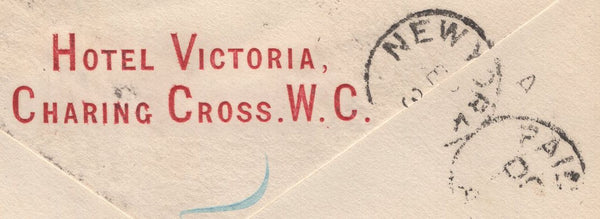 133810 1887 MAIL LONDON TO NEW YORK WITH 2½D LILAC (SG190) CANCELLED 'CHARING CROSS' HOSTER CANCELLATION.