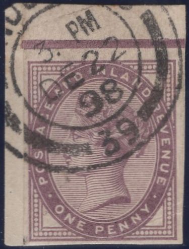133814 1881 1D LILAC DIE 2 ERROR IMPERFORATE USED SINGLE (SG172).