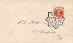 133913 1890 PENNY POSTAGE JUBILEE MAIL FROM THE GUILDHALL EXHIBITION WITH ½D VERMILION (SG197) GUILDHALL HAND STAMP.