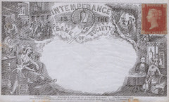134008 CIRCA 1890 DERAEDEMAEKER RE-PRINT 'INTEMPERENCE IS THE BANE OF SOCIETY' PRINTED ENVELOPE WITH MINT 1D IMPERFORATE PL.168 (SG8)(CE).
