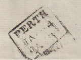 134180 1846 MAIL DUNFERMLINE TO PERTH WITH BLOCK OF FOUR 1D PL.56 (SG8).