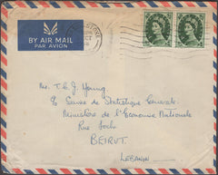 134234 1968 AIR MAIL BASINGSTOKE TO BEIRUT, LEBANON WITH 9D WILDING X 2.