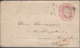 134361 1842 1D PINK ENVELOPE TAUNTON TO CROYDON CANCELLED 'TAUNTON/8 AU 1842/PY POST' HAND STAMP (SO809).