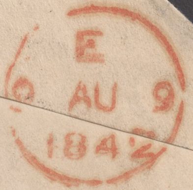 134361 1842 1D PINK ENVELOPE TAUNTON TO CROYDON CANCELLED 'TAUNTON/8 AU 1842/PY POST' HAND STAMP (SO809).