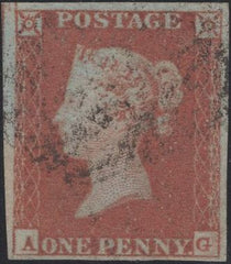 134994 1849 1D PL.96 (SG8)(AG) MISSING IMPRIMATUR LETTERING.