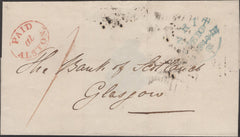 135004 1844 MAIL ALSTON, CUMBERLAND TO GLASGOW WITH 'PAID/at/ALSTON' UNIFORM PENNY POST HAND STAMP (CU28).