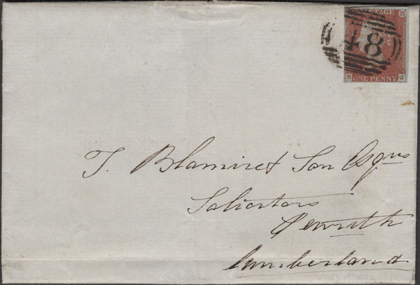 135006 1844 MAIL COLLINGWOOD MANOR TO PENRITH WITH 'ROMALD-KIRK' UDC (YK2409) AND 'PENRITH' SKELETON DATE STAMP (CU395).