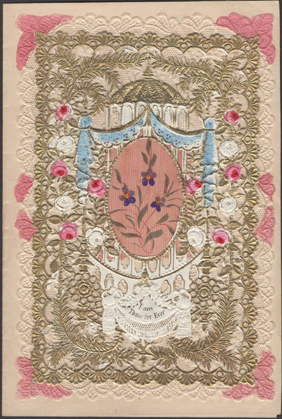 135016 1861 VALENTINE ENVELOPE WITH CARD USED LOCALLY BRAMPTON, CUMBERLAND.