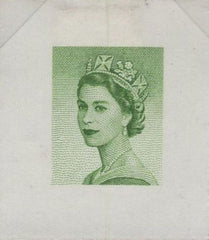 135018 1955 QE II CASTLE ISSUE DIE PROOF OF WILDING HEAD WITH DIADEM IN YELLOW-GREEN ENGRAVED BY HAROLD BARD.