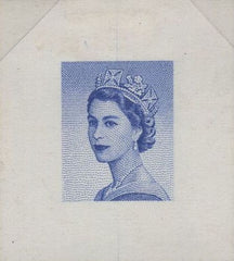 135019 1955 QE II CASTLE ISSUE DIE PROOF OF WILDING HEAD WITH DIADEM IN ULTRAMARINE ENGRAVED BY HAROLD BARD.