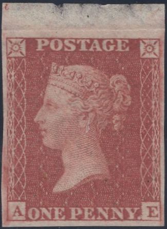 135031 1855 DIE 2 1D PL.15 IMPERFORATE IMPRIMATUR LETTERED AE.