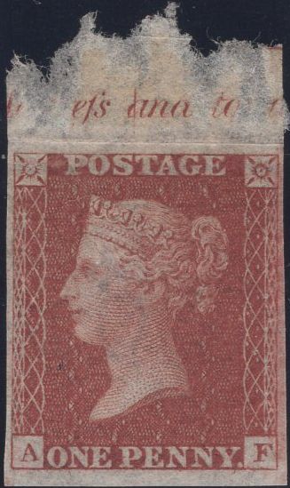 135033 1855 DIE 2 1D PL.20 IMPERFORATE IMPRIMATUR LETTERED AF.