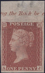 135035 1855 DIE 2 1D PL.16 IMPERFORATE IMPRIMATUR LETTERED AJ.