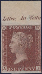 135038 1855 DIE 2 1D RESERVE PLATE 16 IMPERFORATE IMPRIMATUR LETTERED AI.