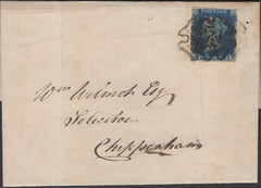135039 1842 MAIL MALMSBURY, WILTS TO CHIPPENHAM WITH 1840 2D BLUE PL.1 (SG5)(DE).