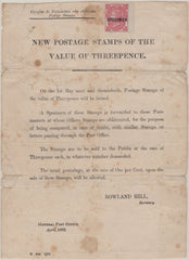 135067 1862 'GENERAL POST OFFICE' NOTICE ANNOUNCING ISSUE 3D SMALL UNCOLOURED CORNER LETTERS (SG75-77).