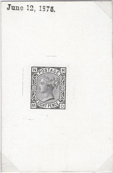 135071 1876 8D DIE PROOF (SG156) DATED JUNE 12, 1876 ANNOTATED PLATE '13'.