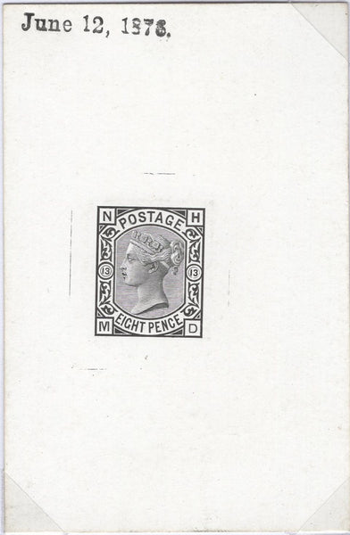 135071 1876 8D DIE PROOF (SG156) DATED JUNE 12, 1876 ANNOTATED PLATE '13'.