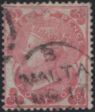 135074 1862 3D BRIGHT-CARMINE (SG76) FINE TO VERY FINE USED.
