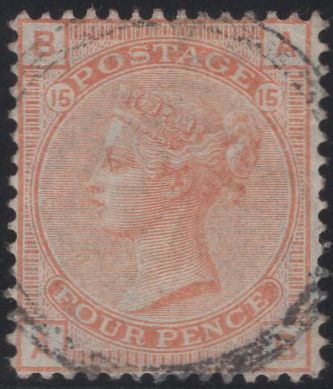 135085 1876 4D VERMILION (SG152) PL.15 VERY FINE USED.