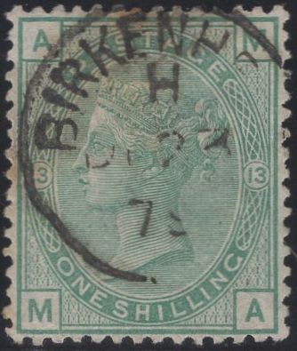 135088 1876 1S GREEN PL.13 (SG150) VERY FINE USED.