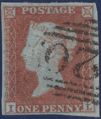 135095 1852 1D PL.133 ORANGE-BROWN SHADE (SG12)(IL).