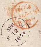 135098 1854 MAIL EDINBURGH TO LONDON WITH 1D ARCHER EXPERIMENTAL PERFORATION PL.93 (SG16b)(IH).