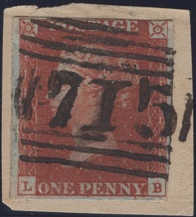 135103 1845 1D PL.54 (SG8)(LB) WITH HAND DRAWN '715' NUMERAL OF CROSS HILLS, NORTH YORKSHIRE.