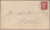135104 1862 MAIL USED LOCALLY IN PEEBLES WITH DIE 2 1D PL.51 (SG42) CANCELLED 'PEEBLES' DATE STAMP.