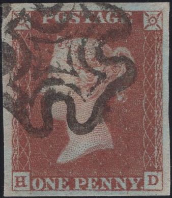135108 1840-1841 1D BLACK PLATE 1A AND 1B (SG2) ALSO 1D RED (SG7) MATCHED TRIO LETTERED HD SHOWING MAJOR RE-ENTRY (SPEC AS2b, AS5a AND AS7a).