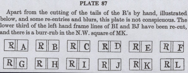 135132 1848 1D PL.87 (SG8)(RC CONSTANT VARIETY 'P' CONVERTED TO 'R')(SPEC BS76d).