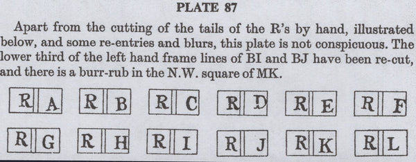 135132 1848 1D PL.87 (SG8)(RC CONSTANT VARIETY 'P' CONVERTED TO 'R')(SPEC BS76d).